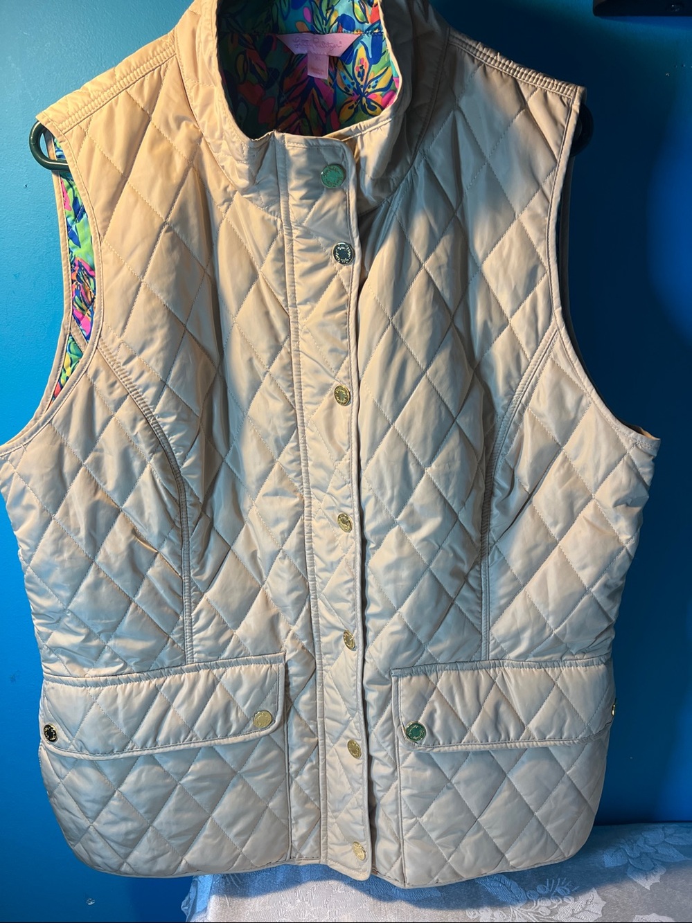 Lilly Pulitzer Gold Getaway Puffer Vest XL - Picture 6 of 9